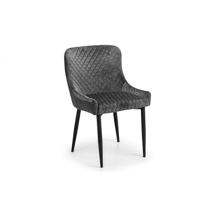 Luxe Velvet Dining Chair In Grey & Black